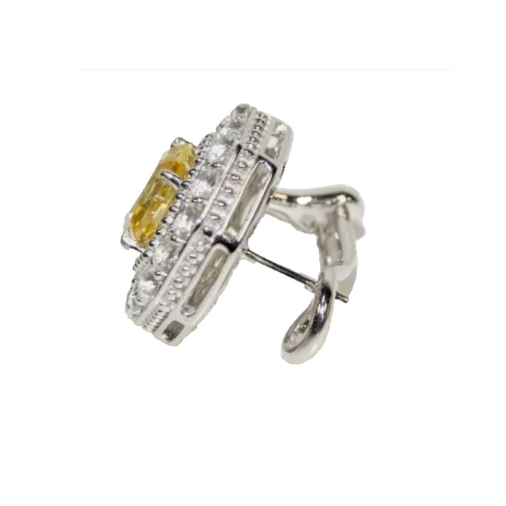 Judith Ripka Bright Yellow Crystal and White Topaz Casablanca Stud Earrings - Picture 9 of 12